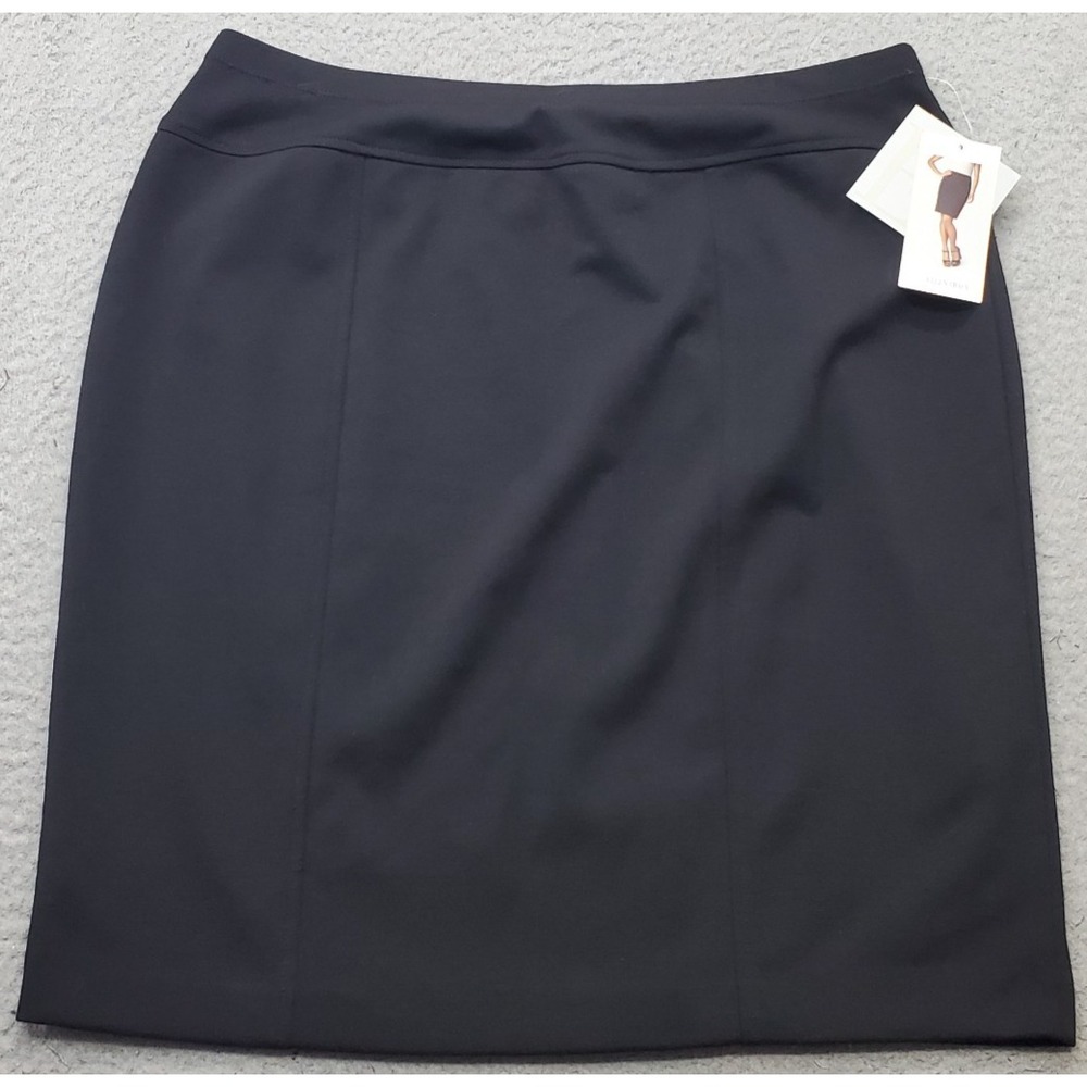 Ellen Tracy Straight & Pencil Skirt Womens Large Black Career Workwear Pull-On